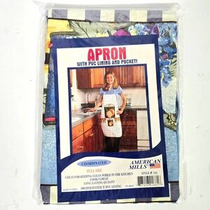 VTG American Mills Full Size Apron with PVC Lining and Pocket Garden Theme 166